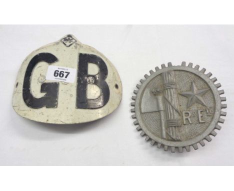 A Second World War period Italian Royal Army motor vehicle badge (one tooth missing) - sold with a vintage RAC GB motorcycle 
