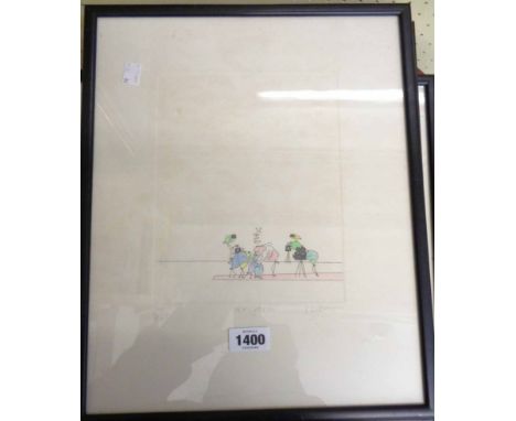 K. Wilkinson: a set of four ebonised framed limited edition prints all, depicting titled comical bird images all signed and n