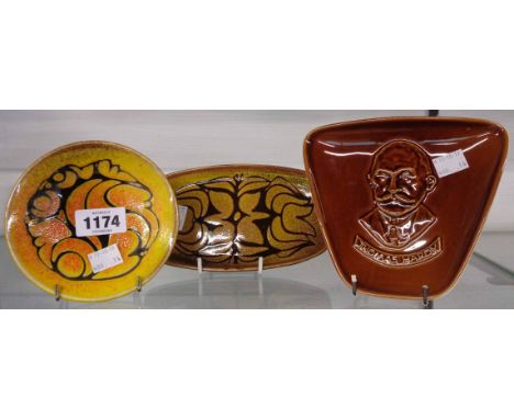 Three Poole Pottery pin trays