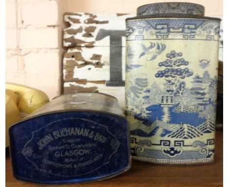 Two early 20th Century John Buchanan &amp; Bros. Confectioners, Glasgow caddy style sweet tins with Willow pattern decoration