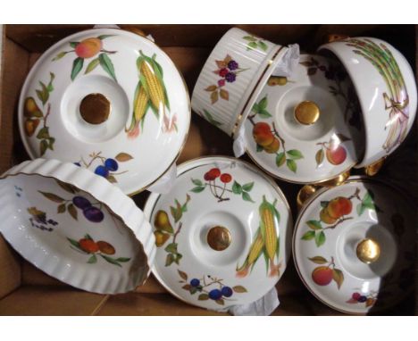 A box containing Royal Worcester Evesham including vegetable dishes, etc.