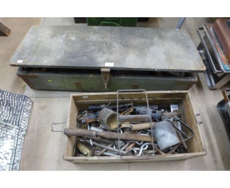 Two boxes of assorted vintage tools 