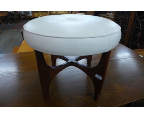 A G-Plan teak and vinyl stool 