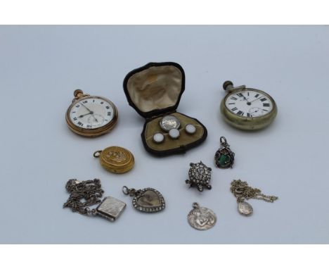 A collection of antique and later silver jewellery featuring a late 19th century paste tortoise brooch, marked 900 with an am