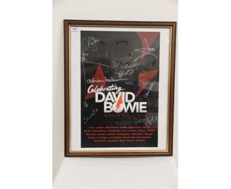 A framed David Bowie band Autographed  world tour   poster from 2018 - 45 cm by 55 cm