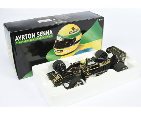 Minichamps 540851812 1/18th scale Ayrton Senna Racing Car Collection - Lotus Renault 97T 1985 - black, gold trim, racing numb