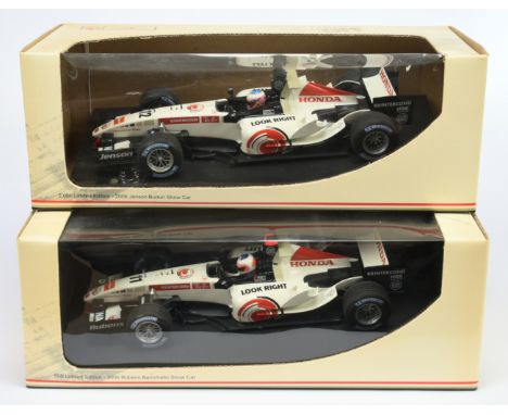 Minichamps or similar Honda Racing Team 1/18th scale pair (1) 2006 Rubens Barrichello Show Car (2) Similar - J. Button- Near 