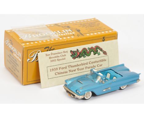 Brooklin BRK 64A 1959 Ford Thunderbird Convertible - metallic blue, light blue and white interior - Mint (signs are in a clea