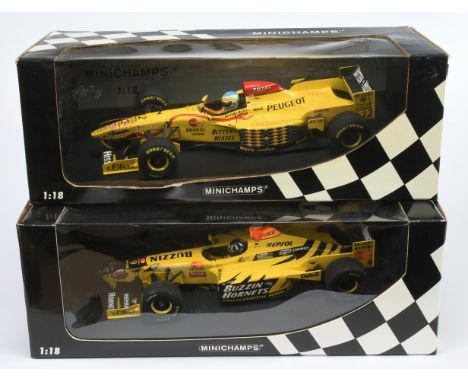 Minichamps 1/18 scale pair (1) 180970012 Jordan 197 Peugeot - G. Fisicella (2) 180980009 Jordan Mugen Honda - D. Hill - Near 