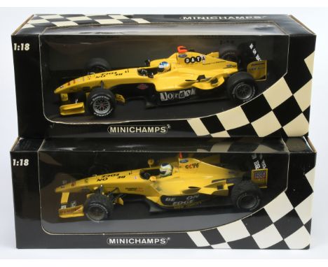 Minichamps 1/18 scale pair (1) 100040018 Jordan Ford EJ 14 - N. Heidfeld (2) 100030111 Jordan Ford EJ13 Brazil 2003 - G. Fisi