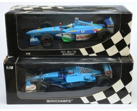 Minichamps 1/18th scale pair (1) 100010008 Benetton Renault Sport B201 - J. Button (2) 180990097 Benetton F1 Showcar 1999 - G