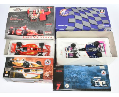 Action Racing 1/18th scale group (1) Max Pipis #7 Miller Lite 1999 Reynard, 1 of 3500 W189941580-1, (2) Juan Montoya #9 Targe