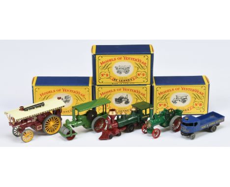 Matchbox Models of Yesteryear group to include Y1 Allchin Traction Engine - green, gold boiler door, angled tread; Y9 Fowler 