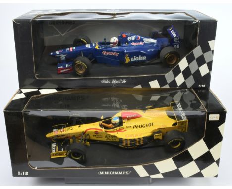 Minichamps 1/18th scale pair (1) 180950125 Ligier Honda JS41 M. Brundle, (2) 180970012 Jordan 197 Peugeot G. Fisichella - Nea