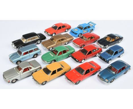 A group of German manufactured loose model cars including Gama Mini Mod - Admiral Opel, Marklin - VW Variant 1600 L, Mini Aut