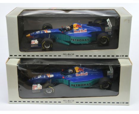 Minichamps 1/18th scale pair (1) 511961885 Red Bull Sauber Ford Launch Version 1996 - H.H Frentzen (2) 511961885 Zetec C15 - 