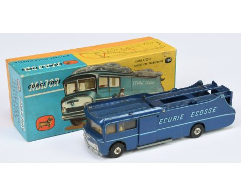 Corgi Toys Major 1126 Ecurie Ecosse Racing Car Transporter - blue including ramp and platforms, yellow interior, spun hubs an