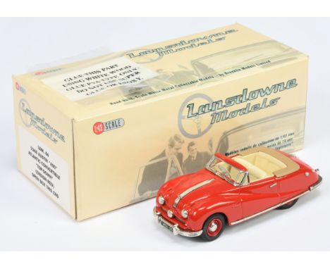 Lansdowne LDM44 1948 Austin A90 Atlantic Convertible Top-down - red, cream interior, light brown tonneau - Mint (signs are in