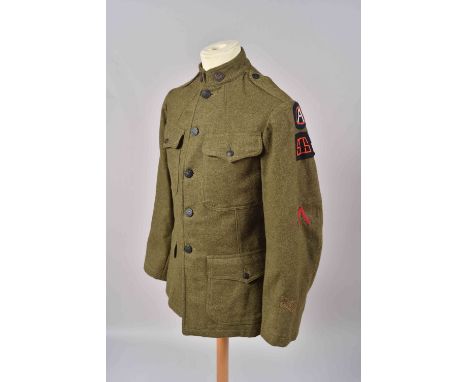 US- Vareuse M-1917 en drap de laine d’un Engineer du Service Of Supply de la Third Army. Disques de col US et Génie, patch S.