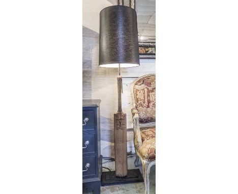CRICKET BAT FLOOR LIGHT, with charcoal shade, 140cm H.