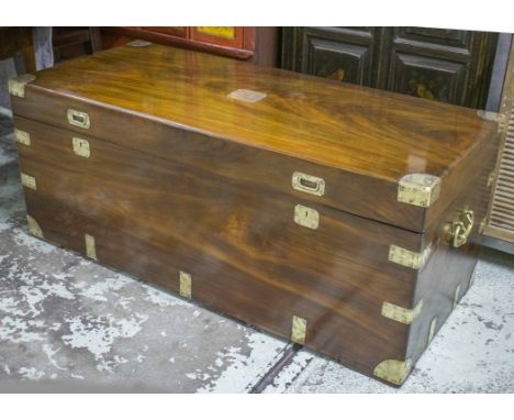 TRUNK, 19th century camphorwood and brass bound of exceptional size with rising lid and carrying handles, 67cm x 151cm x 62cm