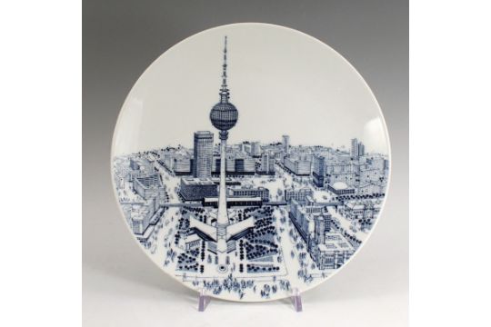 Meissen Wandteller Blaue Schwertermarke Dekor Berlin Stadtansicht Blaumalerei Dca 26cm
