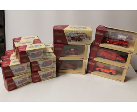 TWENTY ONE BOXED CORGI HERITAGE FIRE VEHICLES, mixed scales to include 1:43, 1:50 etc., all limited edition