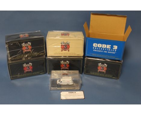 SIX BOXED CODE 3 COLLECTABLES EMERGENCY SERVICES VEHICLES, all 1:64 scale