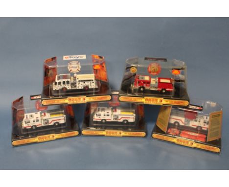 FIVE&nbsp;BOXED CODE 3 FIRE ENGINES, 1:64 scale, limited edition, to include Los Angeles and Inferno Pumper etc.