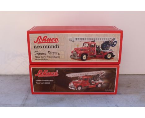 A SCHUCO ARS MUNDI LIMITED EDITION JAMES RIZZI's NEW YORK MODEL FIRE ENGINE, together with a Schuco Elektro Construction Feue