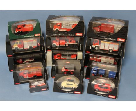 FIFTEEN BOXED SCHUCO EMERGENCY SERVICE VEHICLES, some limited edition, mostly 1:43 scale