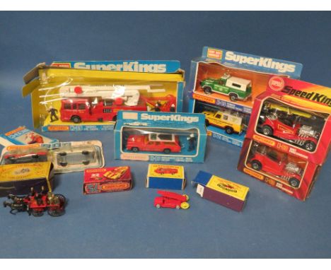 ELEVEN BOXED MATCHBOX VEHICLES, to include Superkings K39 snorkel fire engine, Superkings K75 airport fire tender, Superkings