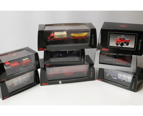 EIGHT BOXED SCHUCO EMERGENCY VEHICLES, mainly 1:43 scale, to include 03266, 07134, 03158, 07136, 00137, 07135, 03383 etc., so