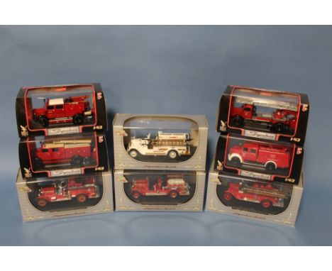 EIGHT BOXED SIGNATURE MODELS FIRE ENGINES, 1:43 scale