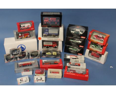 TWENTY SEVEN BOXED EMERGENCY SERVICES VEHICLES, to include Saurer 1:50 scale fire engine, 3 x Premium Classics, 3 x Schuco Li