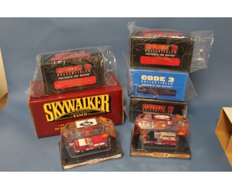 SIX BOXED CODE 3 COLLECTIBLES EMERGENCY SERVICES VEHICLES, to include Detroit, Jacksonville and NYFD fire engines etc., toget