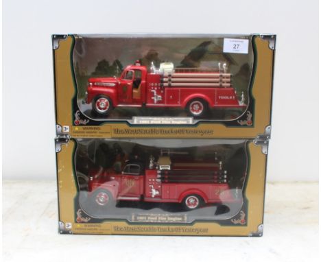 TWO MODEL 1951 FORD FIRE ENGINES BY 'THE MOST NOTEABLE TRUCKS OF YESTERYEAR', 1: 25 scale