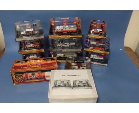 TWELVE BOXED CODE 3 COLLECTABLES 1:64 SCALE LIMITED EDITION FIRE ENGINES, to include Massport fire Rescue, Viletville Mack Pu