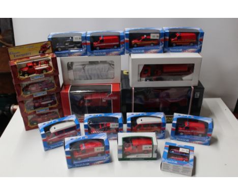 TWENTY BOXED EMERGENCY SERVICE VEHICLES, to include Eagle 1:18 scale Land Rover 441200, eleven Cararama etc.