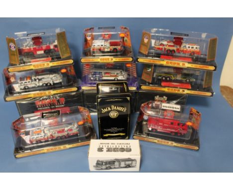 THIRTEEN BOXED CODE 3 COLLECTABLE FIRE ENGINES, 1:64 scale, limited edition, to include FDNY Fire Station SET, Jack Daniels F