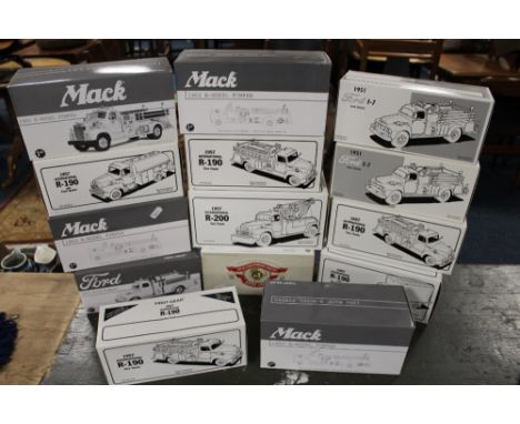 FOURTEEN BOXED FIRST GEAR FIRE ENGINES AND FIRE RELATED VEHICLES, 1:30 and 1:34 scales