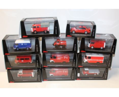 ELEVEN BOXED SCHUCO EMERGENCY SERVICES VEHICLES, 1:43 scale