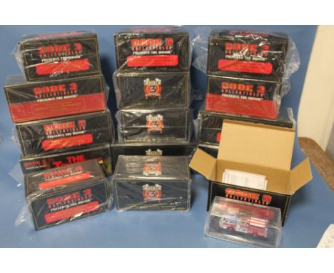 FIFTEEN BOXED CODE 3 COLLECTIBLES LIMITED EDITION 1:64 SCALE FIRE ENGINES, to include Seagrave Rea Mount Ladder, San Francisc