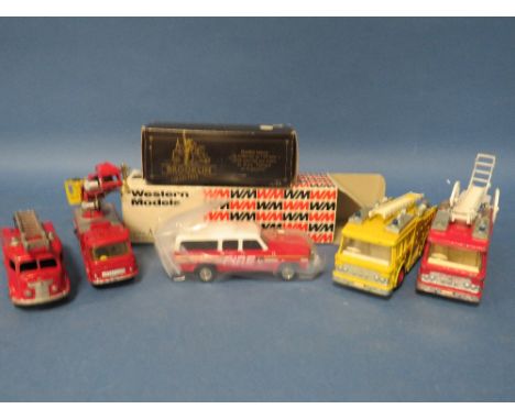 BOXED BROOKLYN WHITE METAL ROCK COUNTY EMERGENCY VEHICLE, boxed Western Models Chevrolet C10 suburban fire, unboxed Dinky fir
