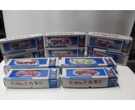 TEN BOXED CORGI LIMITED EDITION FIRE ENGINES, to include US53802 Mack CF Tower Ladder US53803 Mack CF Tower Philadelphia, 530