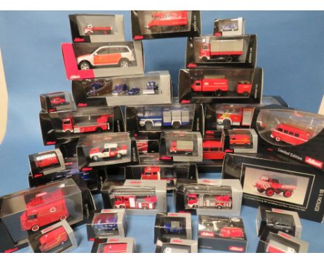 THIRTY BOXED SCHUCO EMERGENCY SERVICES VEHICLES, scales include 1:43, 1:24 and 1:87, some limited edition