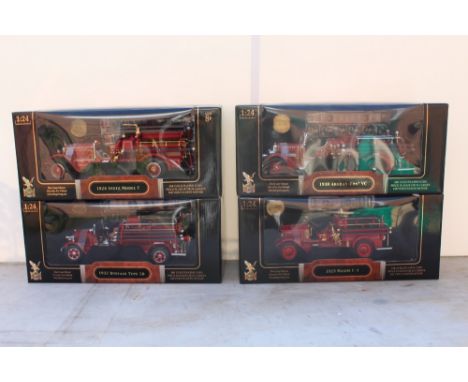 FOUR ROAD SIGNATURE SERIES 1920s, 1930s MODEL FIRE ENGINES, 1:24 scale die cast models (4)