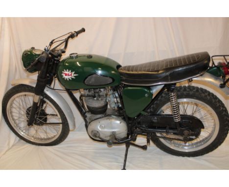 A 1967 BSA B40 350cc motorcycle, ex-War Department and first registered in 1969,  converted to trials trim - registration num