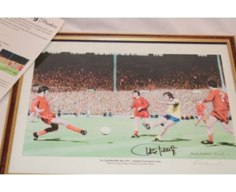 A coloured print FA Cup Final May 1971 - Arsenal 2 Liverpool 1, signed by Charlie George with certificate