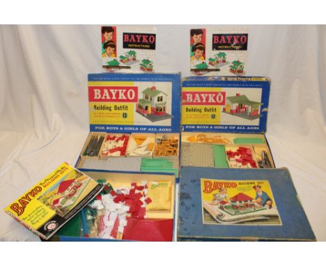 A Bayko No. 2 building set, complete together with two Bayko building outfits - No. 12 and No. 13, all in original boxes